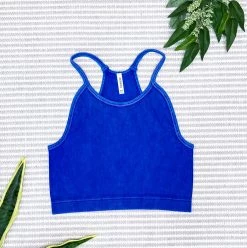 Iris & Rainbow Boutique #M561 VINTAGE WASHED RIBBED SEAMLESS CROPPED CAMI TOP