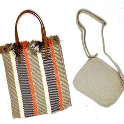Iris & Rainbow Boutique #M2091STRP(NRS) Madison Handwoven Striped Tote New Arrivals