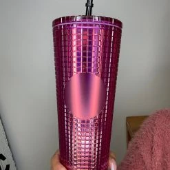 Iris & Rainbow Boutique #L654 Grid Tumbler (Raspberry)