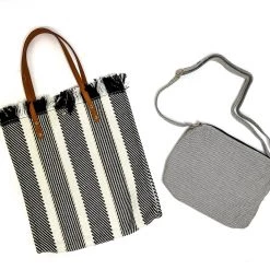 Iris & Rainbow Boutique #M2091STRP(NRS) Madison Handwoven Striped Tote New Arrivals