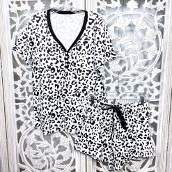 Iris & Rainbow Boutique #M654 White Leopard Pajamas