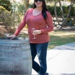 Boutique Simplified Spiced Latte Long Sleeve Top