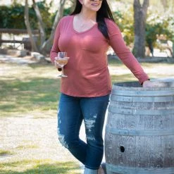 Boutique Simplified Spiced Latte Long Sleeve Top