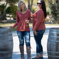 Boutique Simplified Spiced Latte Long Sleeve Top