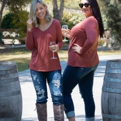 Boutique Simplified Spiced Latte Long Sleeve Top