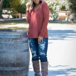 Boutique Simplified Spiced Latte Long Sleeve Top