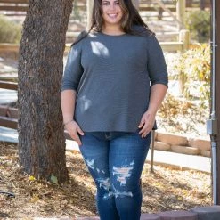 Boutique Simplified Charcoal Illusions 3/4 Sleeve New Arrivals