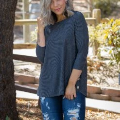 Boutique Simplified Charcoal Illusions 3/4 Sleeve New Arrivals