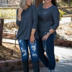 Boutique Simplified Charcoal Illusions 3/4 Sleeve New Arrivals