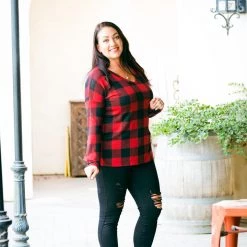 Boutique Simplified New Arrivals Mad About Plaid Pullover - Red