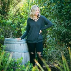 Boutique Simplified All The Feels Pullover In Charcoal