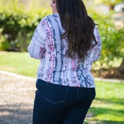 Boutique Simplified Pinkin' In Aztec Long Sleeve Top