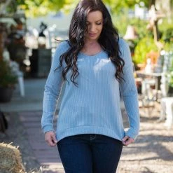 Boutique Simplified Lustful Waffle Knit Stone Top New Arrivals