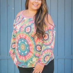 Boutique Simplified New Arrivals Prismatic Long Sleeve Cold Shoulder