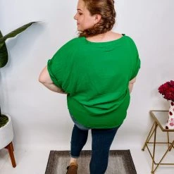 Iris & Rainbow Boutique #N253 Elegant Style Top (Kelly Green) New Arrivals