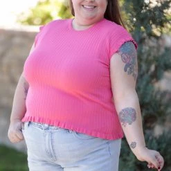 Boutique Simplified Coral Reef Solid Knit Top