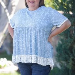 Boutique Simplified Denim Dreams Peplum New Arrivals