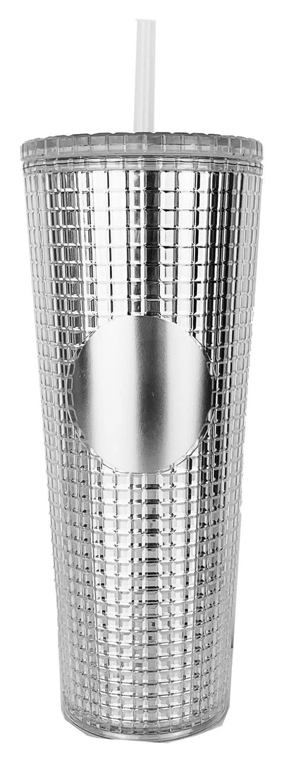 Iris & Rainbow Boutique New Arrivals #L660 Grid Tumbler (SILVER) 4 Iris & Rainbow Boutique New Arrivals #L660 Grid Tumbler (SILVER)
