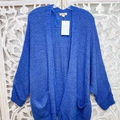 Iris & Rainbow Boutique #M675 Knitted From The Heart Cardigan (Denim) New Arrivals