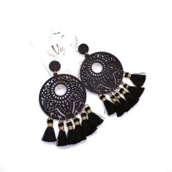 Iris & Rainbow Boutique New Arrivals #M377 Black Wood Earrings