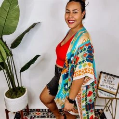 Iris & Rainbow Boutique New Arrivals #N322 Western Inspired Ethnic Motif Kimono
