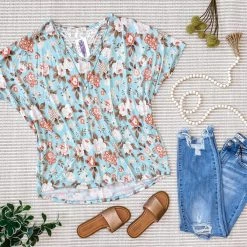 Iris & Rainbow Boutique #M615 Matching In Floral Top (Mint Comb) New Arrivals