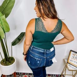 Iris & Rainbow Boutique #N362 Lily Lace Cami (Ever Green) New Arrivals