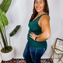 Iris & Rainbow Boutique #N362 Lily Lace Cami (Ever Green) New Arrivals