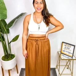 Iris & Rainbow Boutique New Arrivals #M563 Show Me Satin Split Maxi Skirt