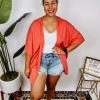 Iris & Rainbow Boutique #N319 Feeling Awesome Kimono (Coral) *DOORBUSTER* New Arrivals