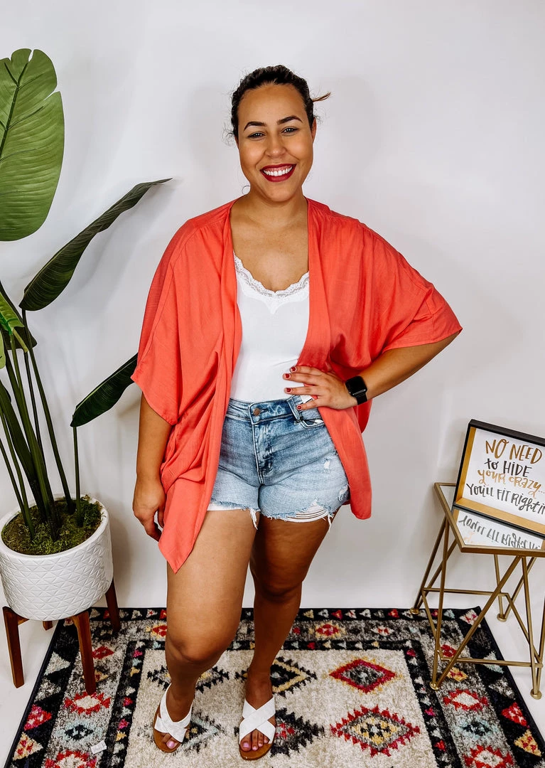 Iris & Rainbow Boutique #N319 Feeling Awesome Kimono (Coral) *DOORBUSTER* New Arrivals 3 Iris & Rainbow Boutique #N319 Feeling Awesome Kimono (Coral) *DOORBUSTER* New Arrivals