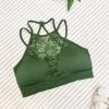 Iris & Rainbow Boutique #604 High Neck Lace Bralette (Army Green)