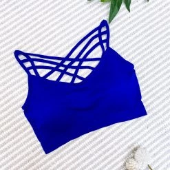 Iris & Rainbow Boutique #M508 High Neck Seamless Bralette (Blue)