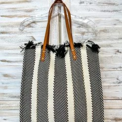 Iris & Rainbow Boutique #M2091STRP(NRS) Madison Handwoven Striped Tote New Arrivals