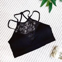 Iris & Rainbow Boutique #602 High Neck Lace Bralette (Black)