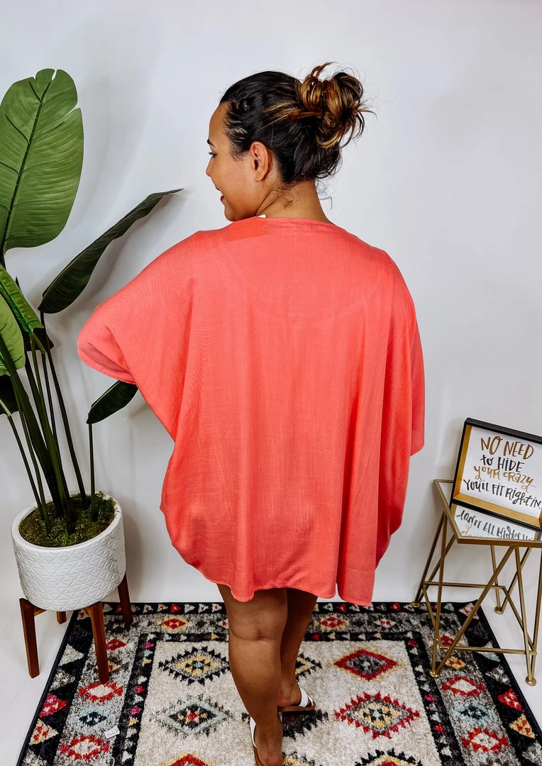 Iris & Rainbow Boutique #N319 Feeling Awesome Kimono (Coral) *DOORBUSTER* New Arrivals 6 Iris & Rainbow Boutique #N319 Feeling Awesome Kimono (Coral) *DOORBUSTER* New Arrivals