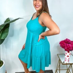 Iris & Rainbow Boutique New Arrivals #M708 Teal Love Dress