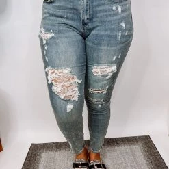 Iris & Rainbow Boutiqu Sales 9 Iris & Rainbow Boutique New Arrivals #N271 Lace Patch Judy Blue Skinny Jeans