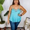 Iris & Rainbow Boutique #K987 Secrets Of The Lace POL Top (Aqua)