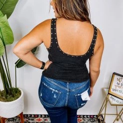 Iris & Rainbow Boutique #L447 Flawless In Studs POL Top (Black) New Arrivals