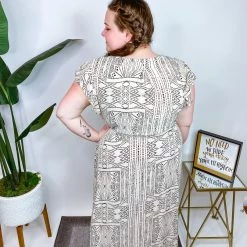 Iris & Rainbow Boutique New Arrivals #N203 Empire Waist Geometric Print Dress