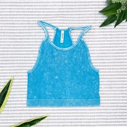 Iris & Rainbow Boutique #M561 VINTAGE WASHED RIBBED SEAMLESS CROPPED CAMI TOP