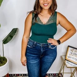 Iris & Rainbow Boutique #N362 Lily Lace Cami (Ever Green) New Arrivals
