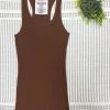 Iris & Rainbow Boutique New Arrivals #M365 Ribbed Racerback Tank (Brown)