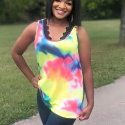 Boutique Simplified 80's Remix Tie Dye Tank New Arrivals