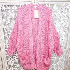 Iris & Rainbow Boutique #M674 Knitted From The Heart Cardigan (Bubble Gum)