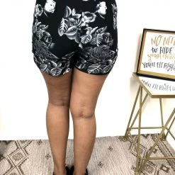 Iris & Rainbow Boutique #M480 Harem Shorts (Floral Grey)