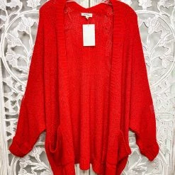 Iris & Rainbow Boutique #M677 Knitted From The Heart Cardigan (Red) New Arrivals