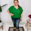 Iris & Rainbow Boutique #N253 Elegant Style Top (Kelly Green) New Arrivals