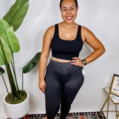 Iris & Rainbow Boutique New Arrivals #514 Vintage Knee Shirring Legging (Charcoal)